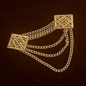 gold celtic cloak clasp with endless chain